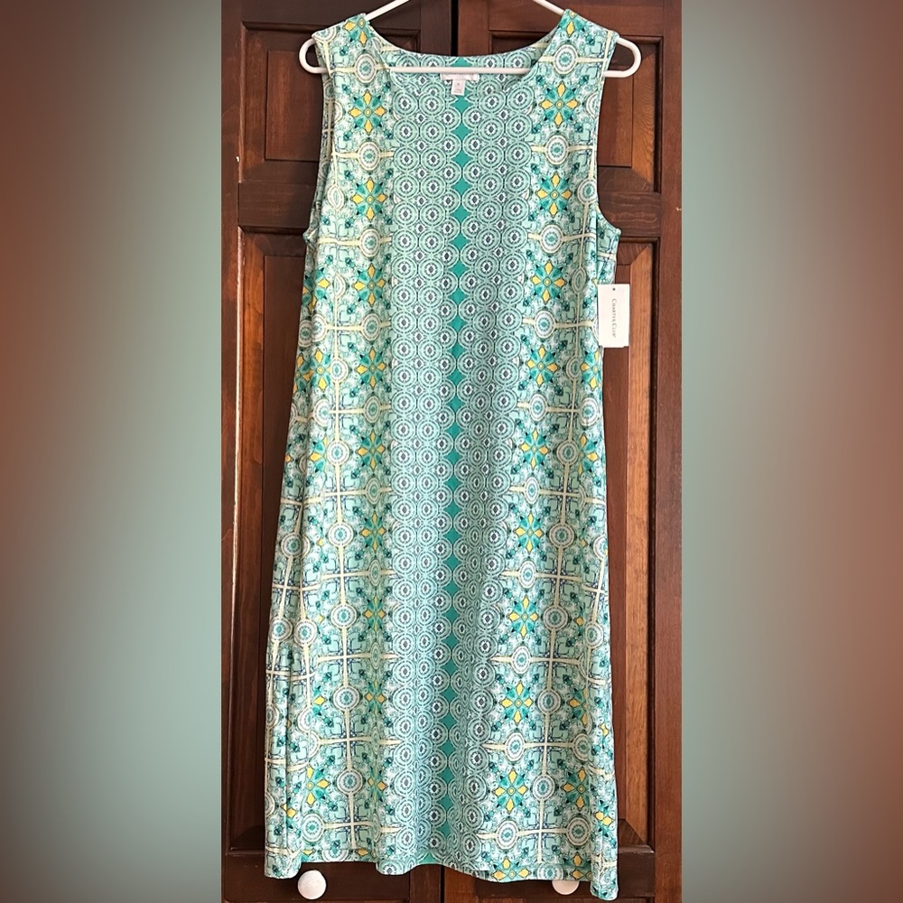 Nwt XL Charter Club nylon and spandex dress ocean paradise aqua gloss